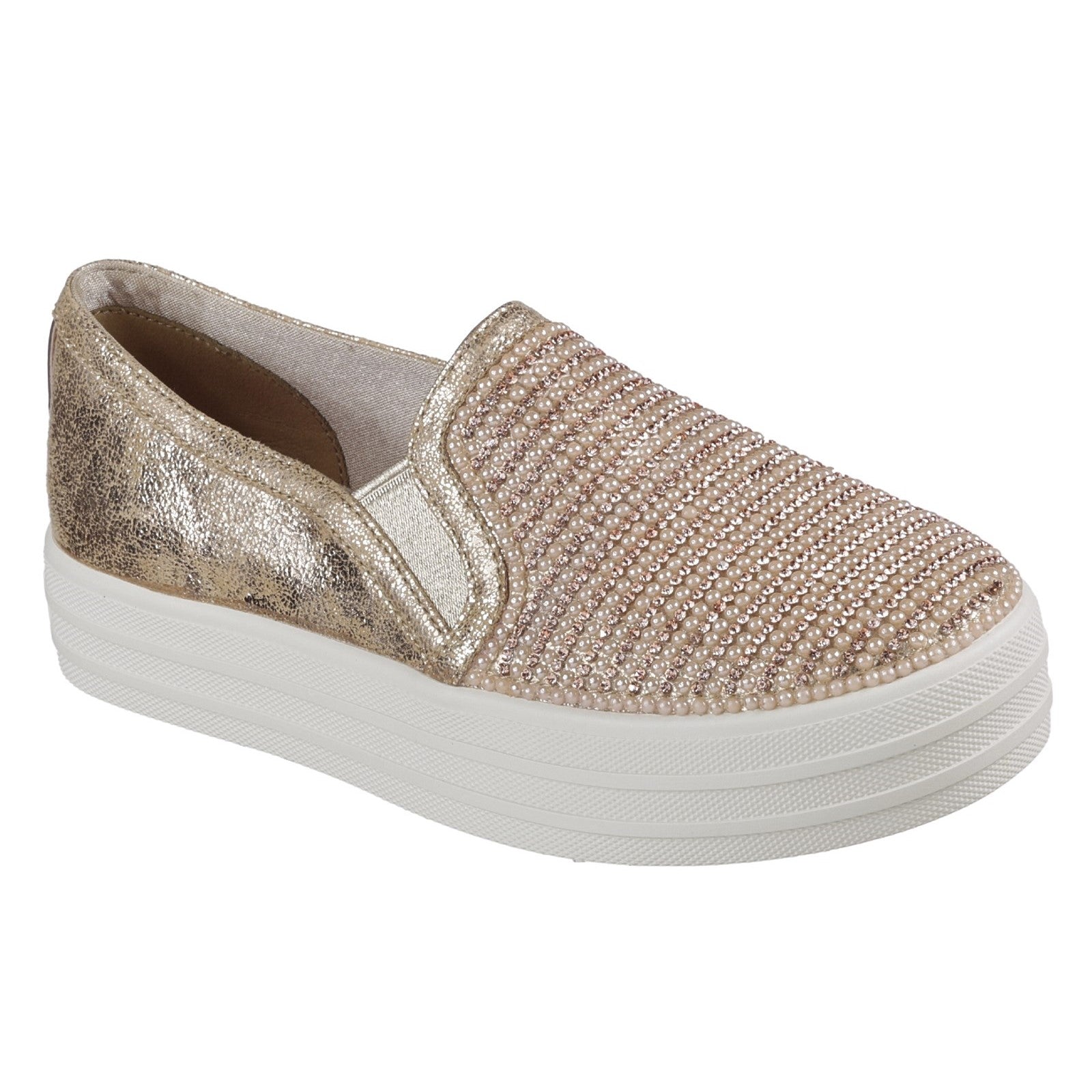 Skechers Double Up Shiny Flatform Slip On Shoe