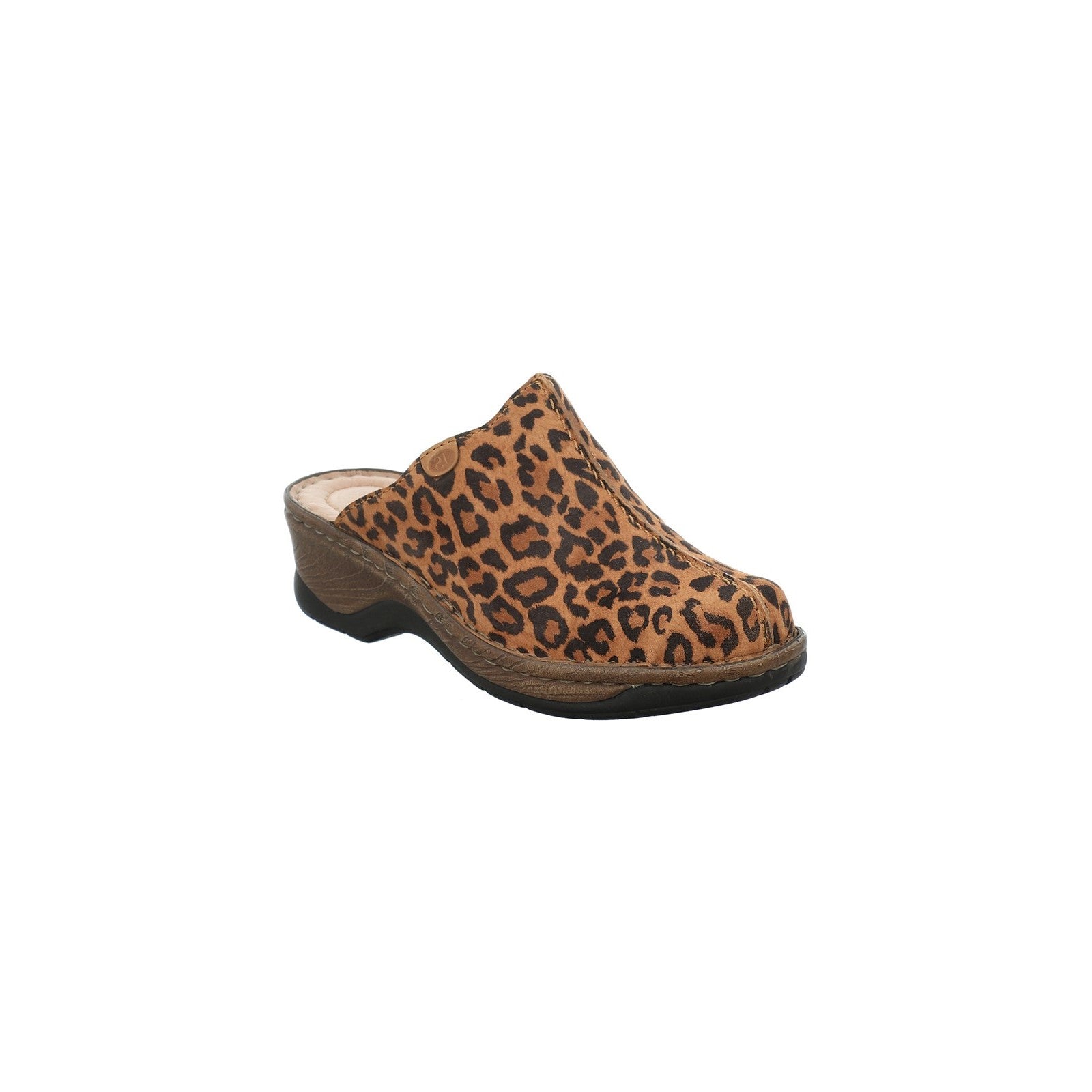 Josef Seibel Catalonia Leopard Print Slip On Clog Sandals
