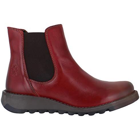 Fly London Salv Black Pebbled Leather Wedge Chelsea Boots