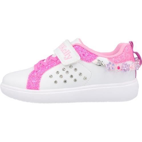 Lelli Kelly Gioiello Scarpa Bianco Fuchsia Trainers with Glitter Inlays and Bracelet Accessory