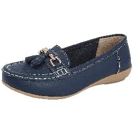 Foster Footwear Ladies Nautical Leather Smart Loafer Tassel Moccasin Flat Slip On Comfort Shoe Size 3-8 Flats