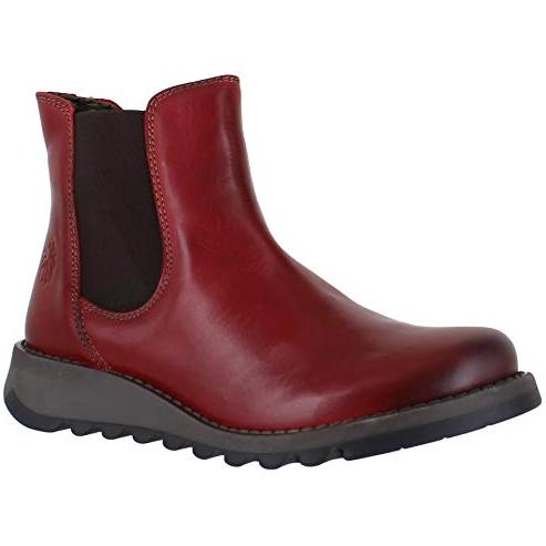 Fly London Salv Black Pebbled Leather Wedge Chelsea Boots