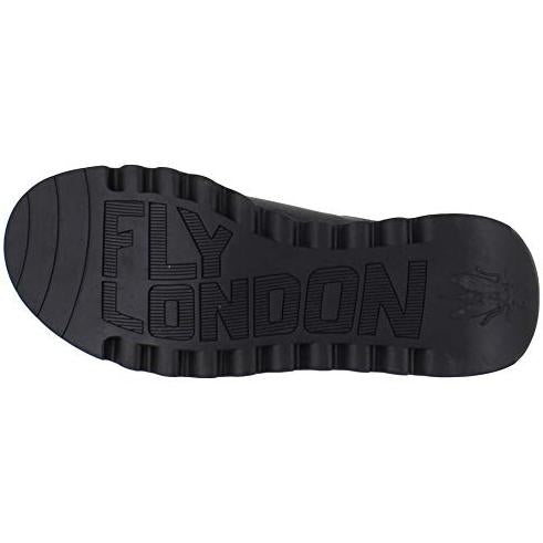 Fly London Salv Black Pebbled Leather Wedge Chelsea Boots