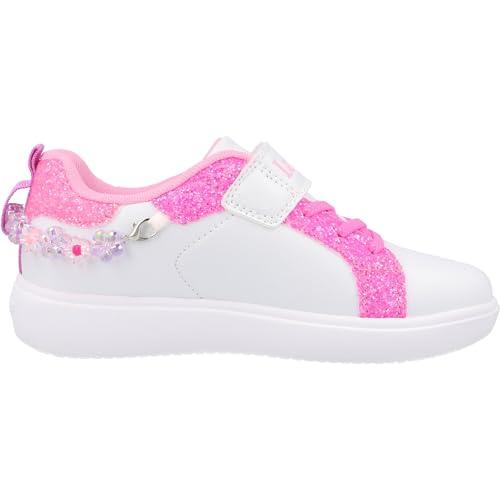 Lelli Kelly Gioiello Scarpa Bianco Fuchsia Trainers with Glitter Inlays and Bracelet Accessory