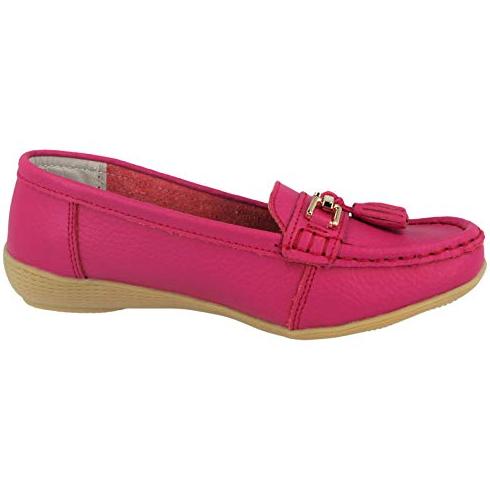 Foster Footwear Ladies Nautical Leather Smart Loafer Tassel Moccasin Flat Slip On Comfort Shoe Size 3-8 Flats