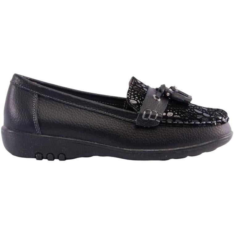 Miss Shoes Reptile Print Saddle Tassel Flats