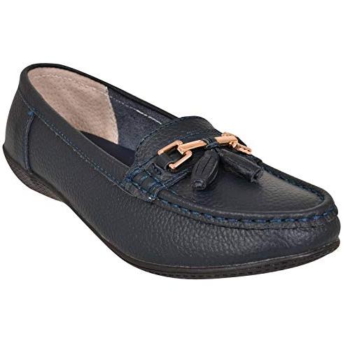 Foster Footwear Ladies Nautical Leather Smart Loafer Tassel Moccasin Flat Slip On Comfort Shoe Size 3-8 Flats