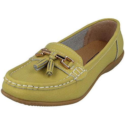 Foster Footwear Ladies Nautical Leather Smart Loafer Tassel Moccasin Flat Slip On Comfort Shoe Size 3-8 Flats