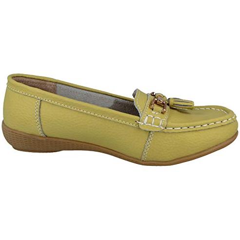 Foster Footwear Ladies Nautical Leather Smart Loafer Tassel Moccasin Flat Slip On Comfort Shoe Size 3-8 Flats
