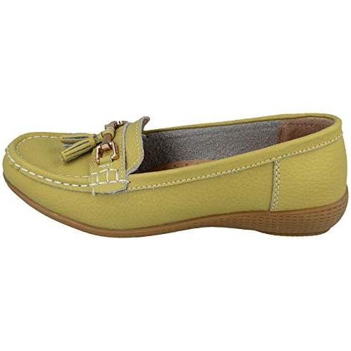 Foster Footwear Ladies Nautical Leather Smart Loafer Tassel Moccasin Flat Slip On Comfort Shoe Size 3-8 Flats
