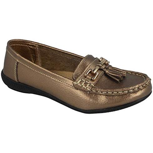 Foster Footwear Ladies Nautical Leather Smart Loafer Tassel Moccasin Flat Slip On Comfort Shoe Size 3-8 Flats