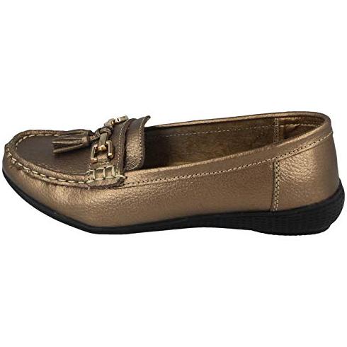 Foster Footwear Ladies Nautical Leather Smart Loafer Tassel Moccasin Flat Slip On Comfort Shoe Size 3-8 Flats