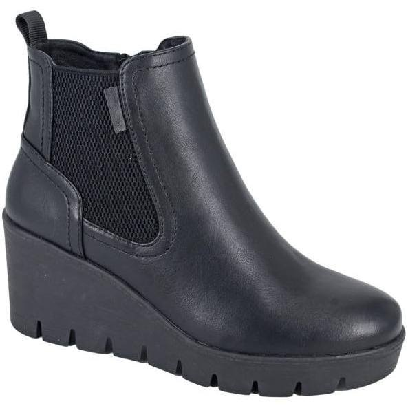 Miss Shoes Inside Zip Gusset Wedge Boots