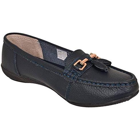 Jo & Joe Ladies Wide Fit Flat Leather Tassel Moccasins Loafer Nautical Shoe Plimsole Pumps Womens Flats