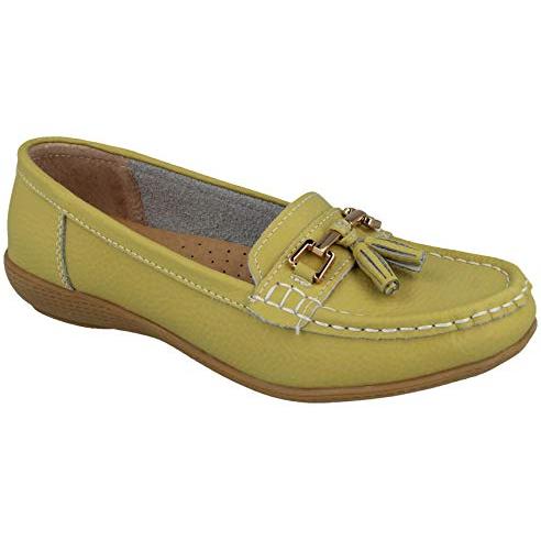 Foster Footwear Ladies Nautical Leather Smart Loafer Tassel Moccasin Flat Slip On Comfort Shoe Size 3-8 Flats