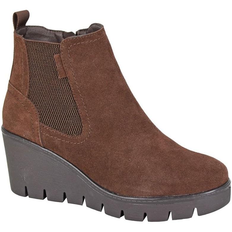 Miss Shoes Inside Zip Gusset Wedge Boots