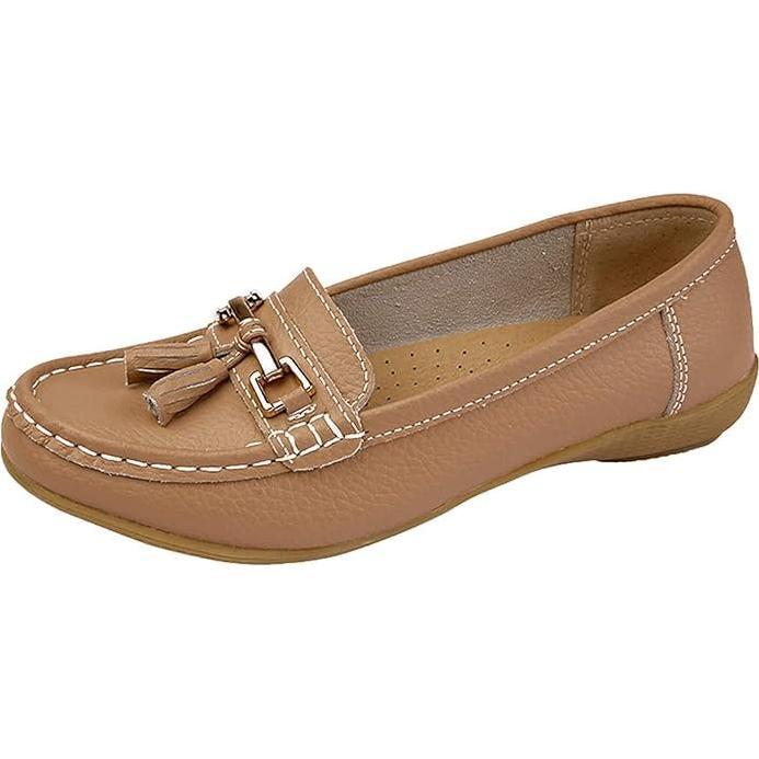 Jo & Joe Ladies Wide Fit Flat Leather Tassel Moccasins Loafer Nautical Shoe Plimsole Pumps Womens Flats