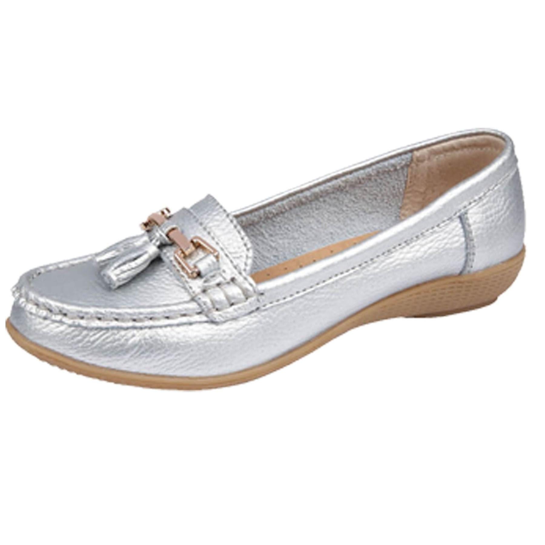 Jo & Joe Ladies Leather Moccasins Loafer Plimsole Pumps Womens Tassel Flat Shoes Nautical Flats