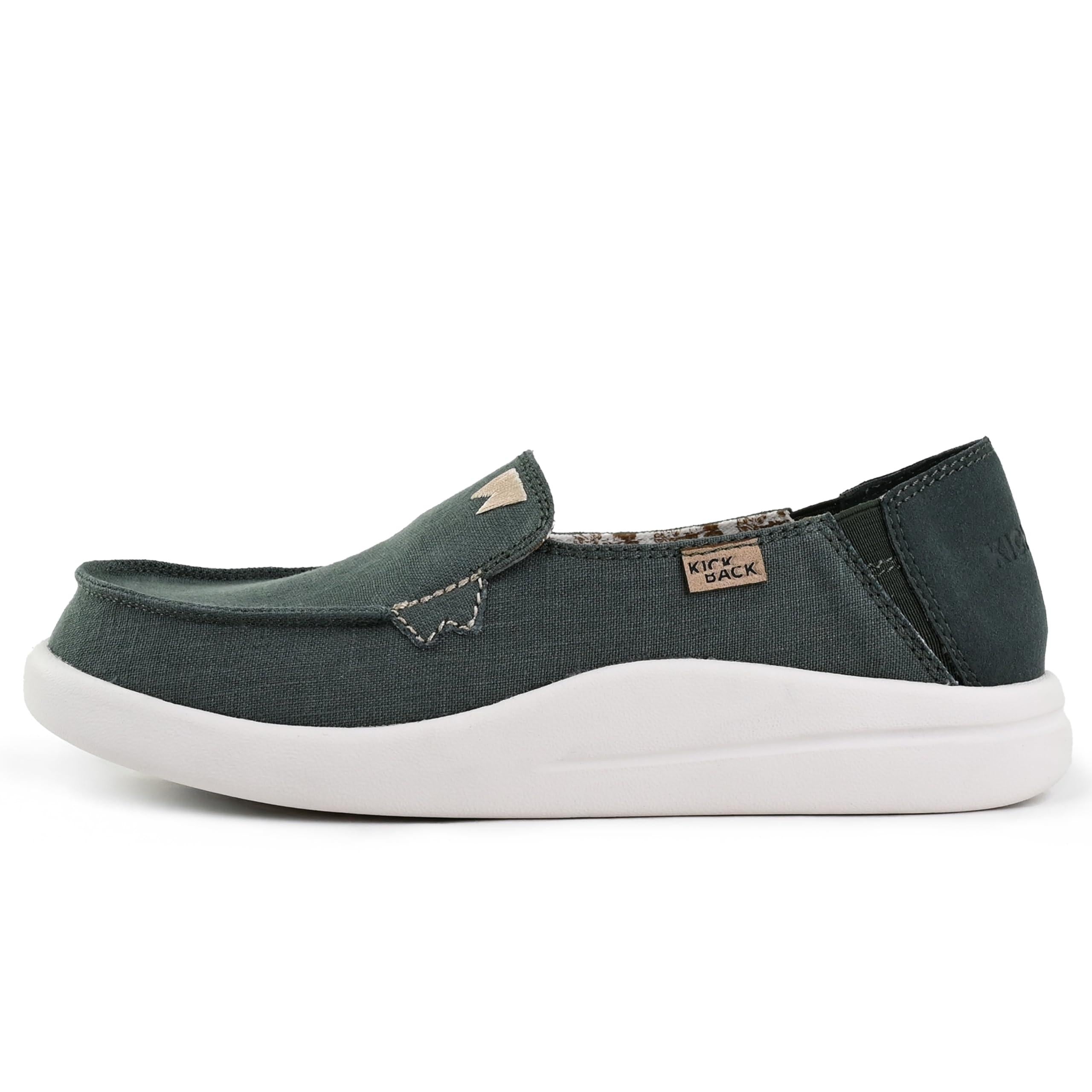 Kickback Rizzo Women???s Slip On Canvas & Linen Loafers ??? Lightweight Casual Shoes - Convertible Kick Down Heel Design for a Relaxed Everyday Summer Shoe K20109013 Flats