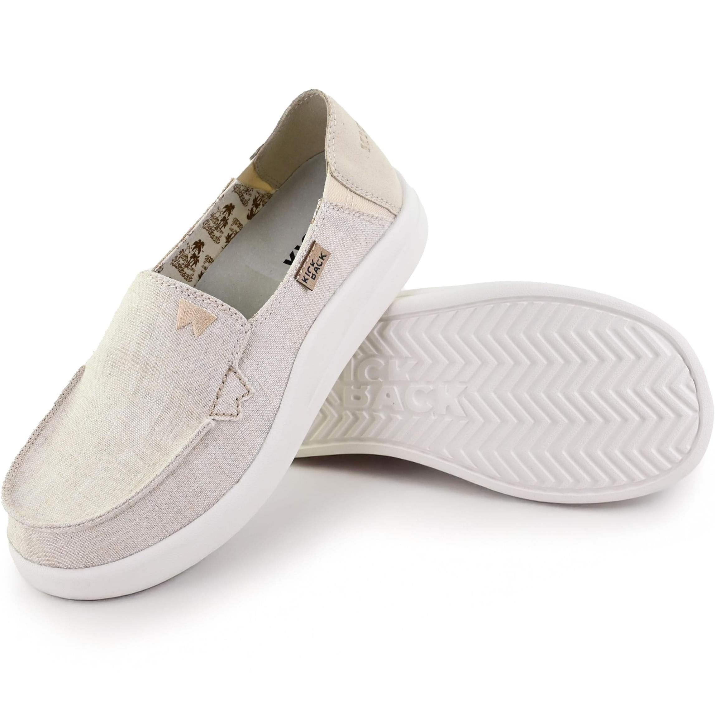 Kickback Rizzo Women???s Slip On Canvas & Linen Loafers ??? Lightweight Casual Shoes - Convertible Kick Down Heel Design for a Relaxed Everyday Summer Shoe K20109013 Flats
