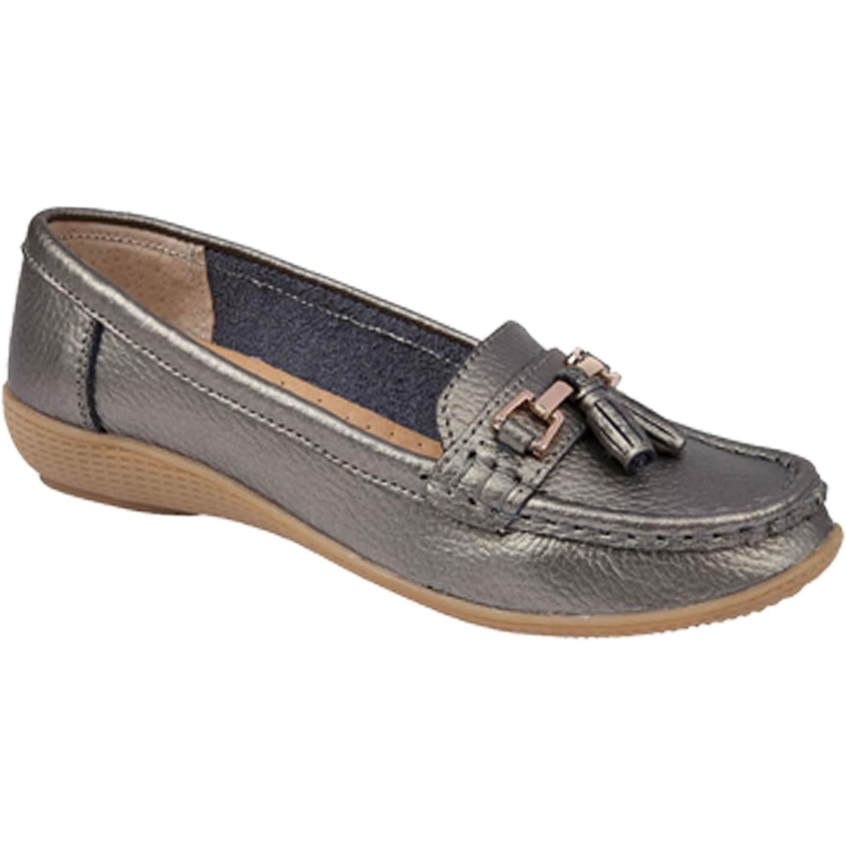 Jo & Joe Ladies Leather Moccasins Loafer Plimsole Pumps Womens Tassel Flat Shoes Nautical Flats