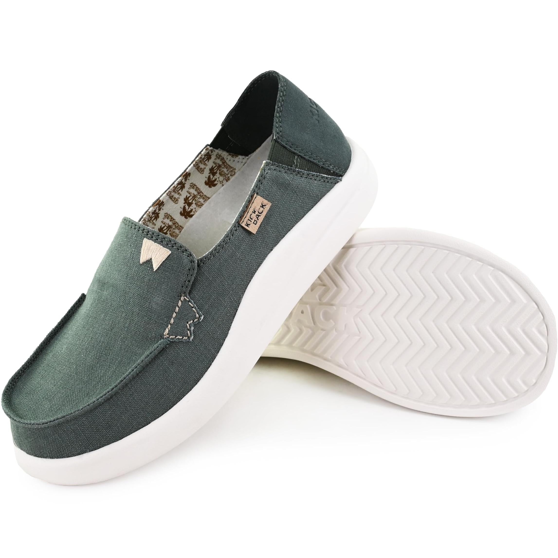 Kickback Rizzo Women???s Slip On Canvas & Linen Loafers ??? Lightweight Casual Shoes - Convertible Kick Down Heel Design for a Relaxed Everyday Summer Shoe K20109013 Flats