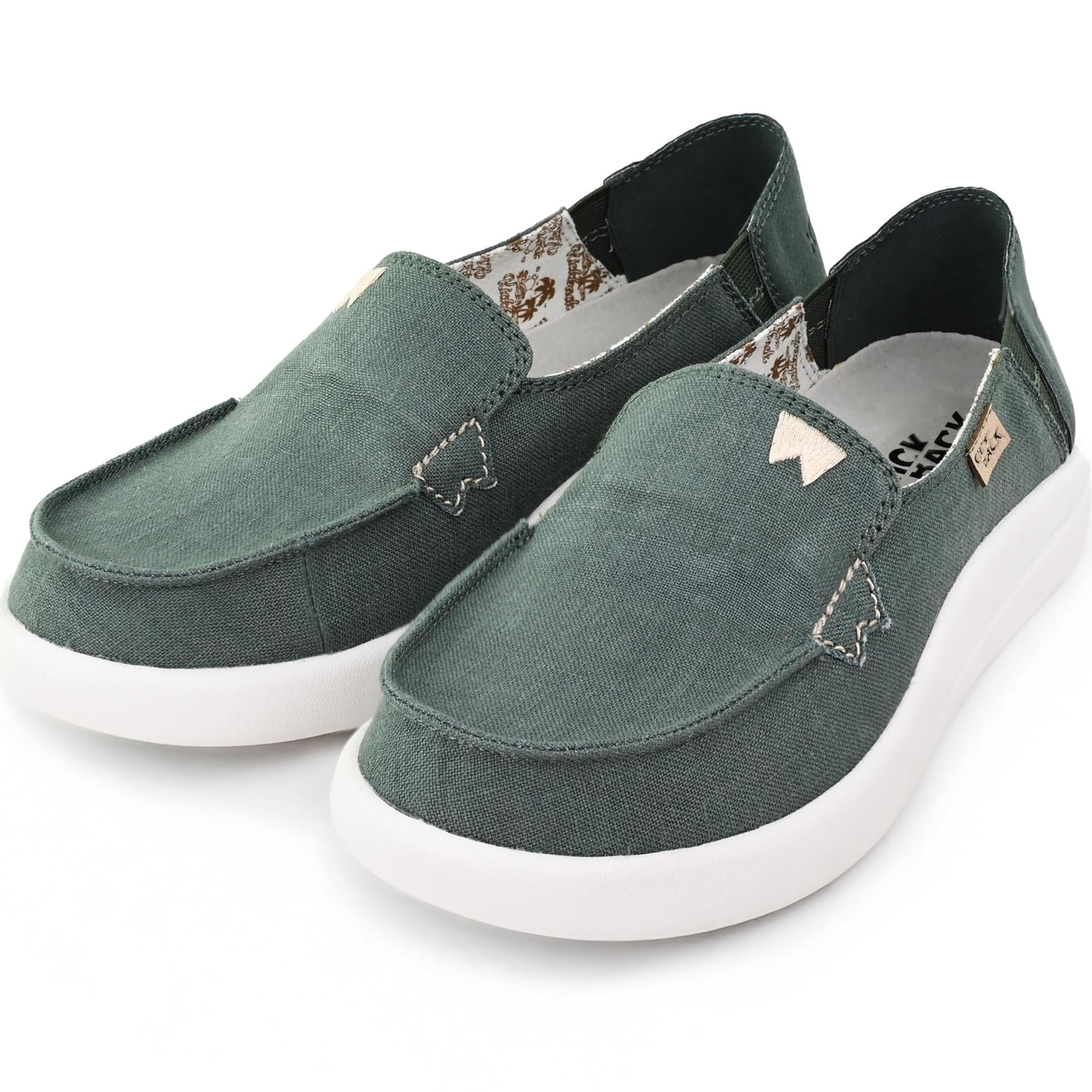Kickback Rizzo Women???s Slip On Canvas & Linen Loafers ??? Lightweight Casual Shoes - Convertible Kick Down Heel Design for a Relaxed Everyday Summer Shoe K20109013 Flats