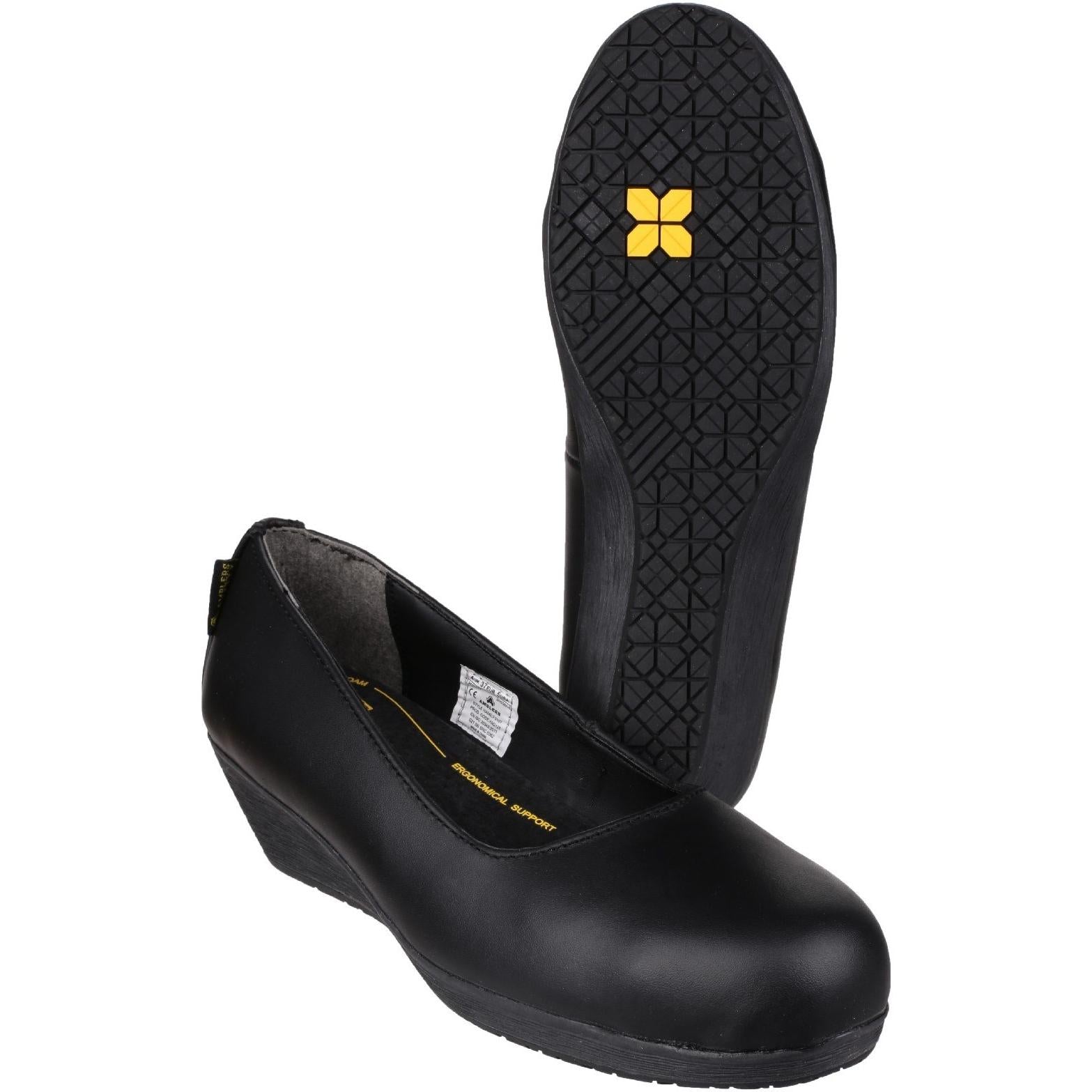 Amblers Safety FS107 Antibacterial Memory Foam Slip on Wedged Safety Court Shoe