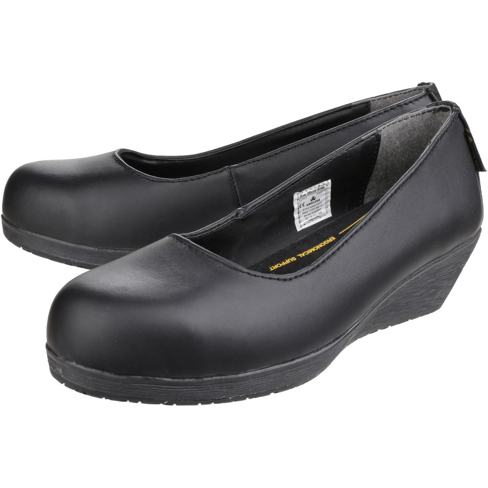 Amblers Safety FS107 Antibacterial Memory Foam Slip on Wedged Safety Court Shoe