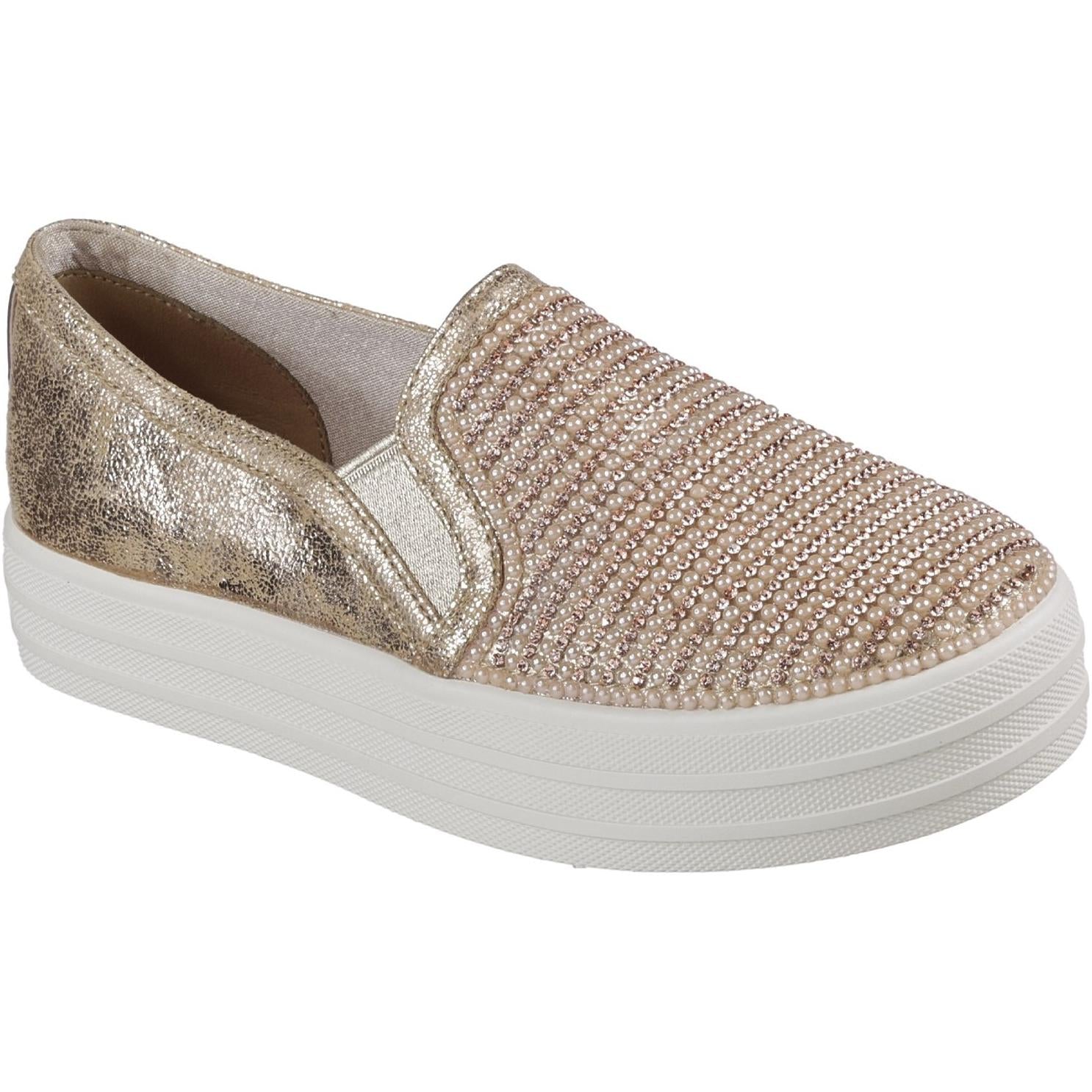 Skechers Double Up Shiny Flatform Slip On Shoe