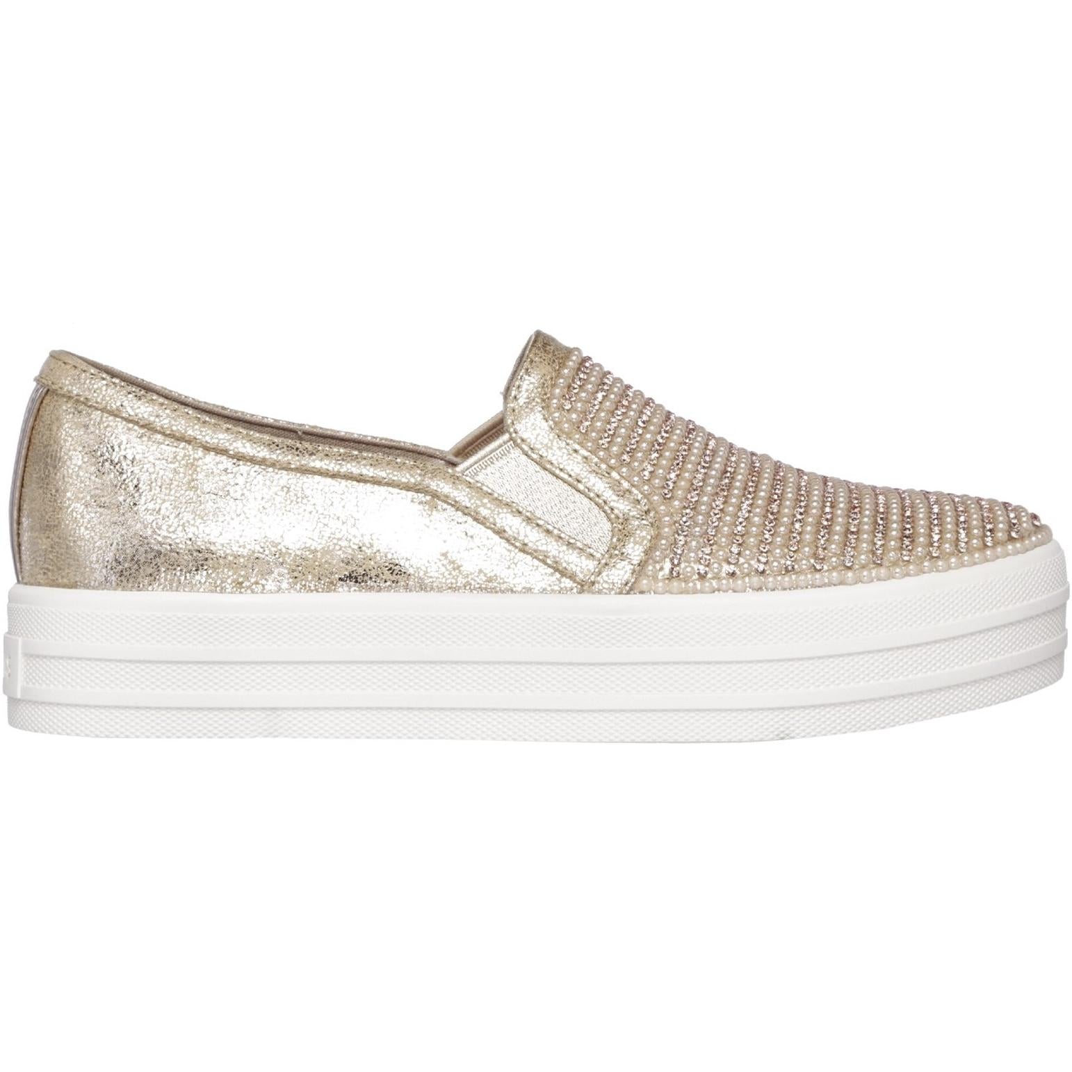 Skechers Double Up Shiny Flatform Slip On Shoe