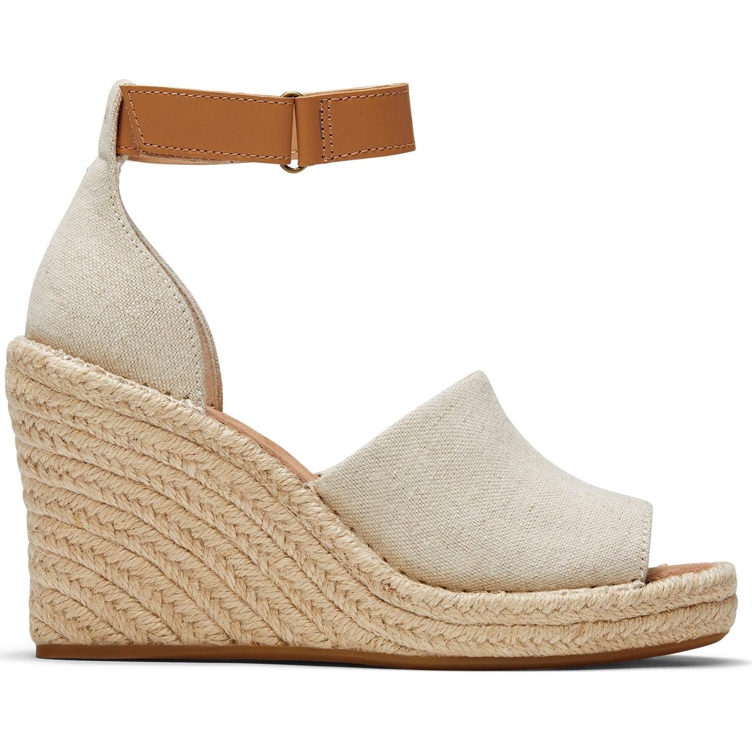 Toms Marisol Natural Oxford/Leather Wedge Sandals