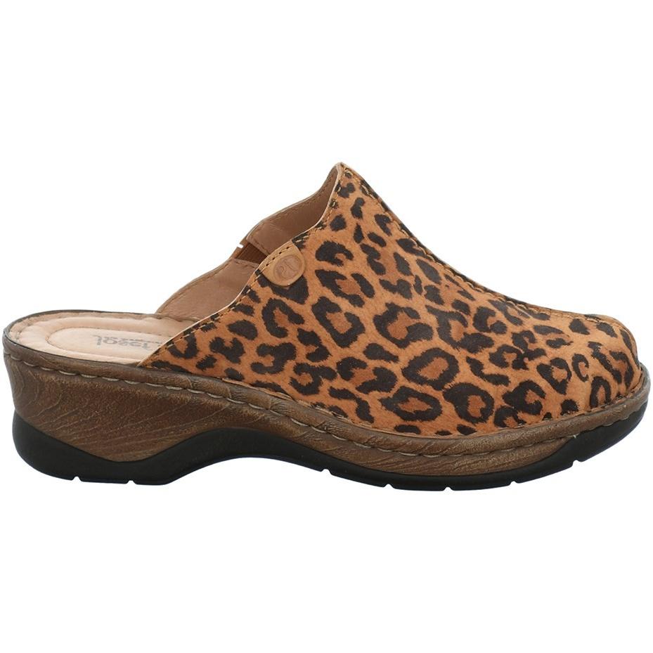 Josef Seibel Catalonia Leopard Print Slip On Clog Sandals