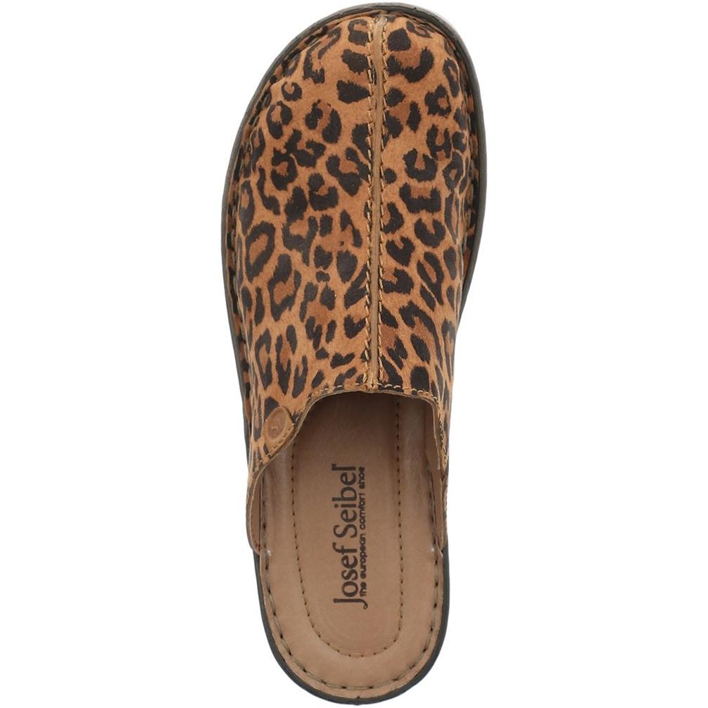 Josef Seibel Catalonia Leopard Print Slip On Clog Sandals