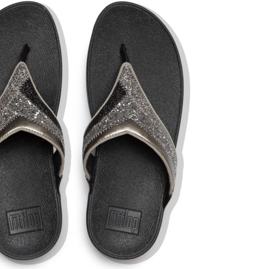 Fitflop LULU GLITTER-PATCHWORK TOE-POST SANDALS