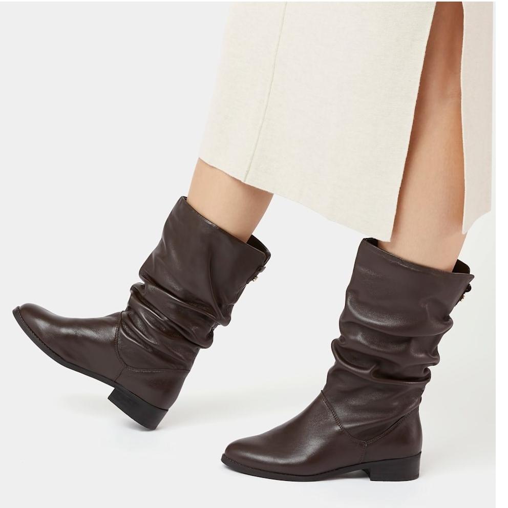 Dune London Rosalindas Ruched Calf Boots