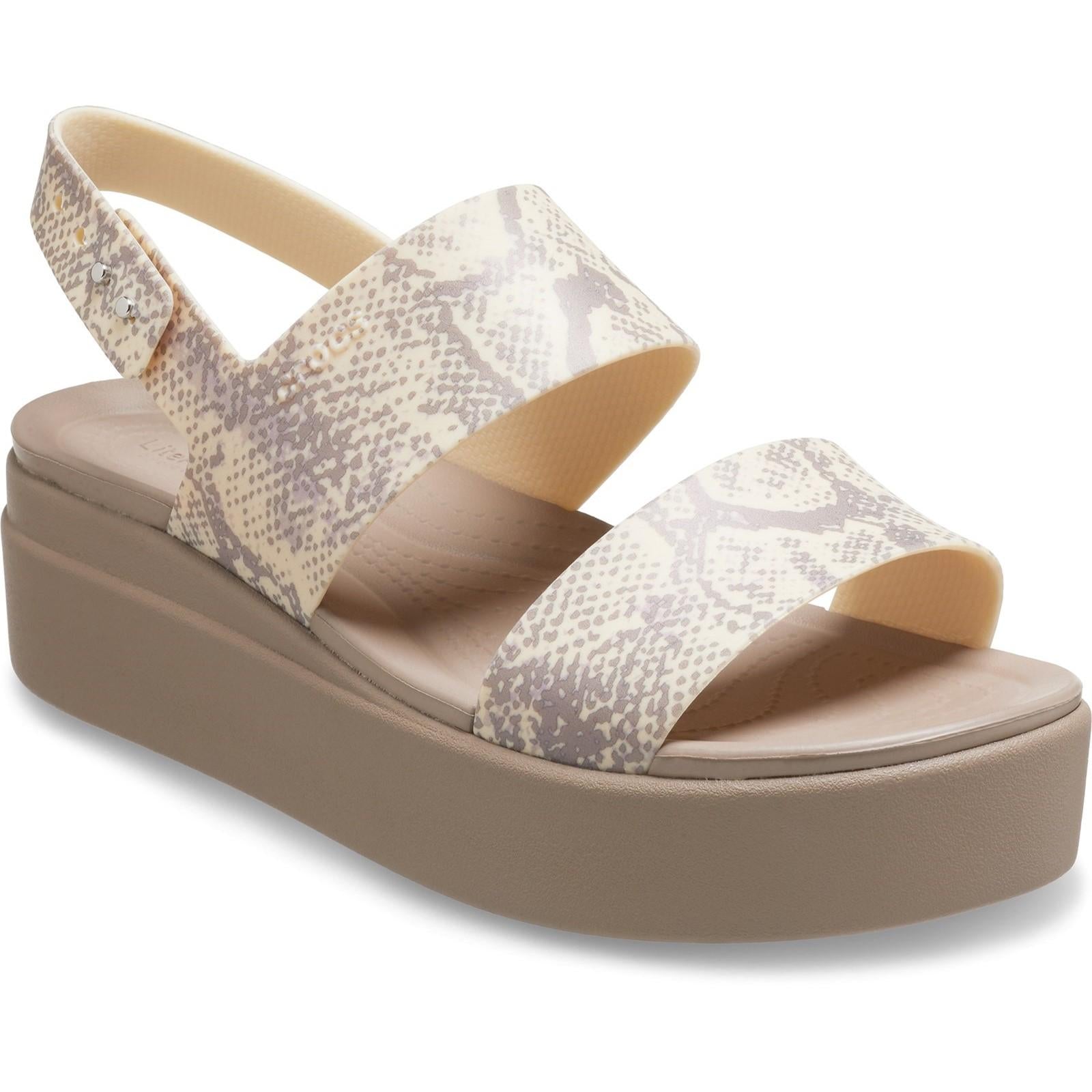 Crocs Brooklyn Snake Low Wedge Sandals