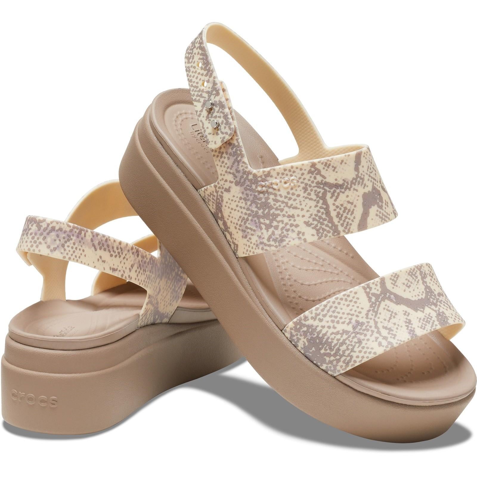 Crocs Brooklyn Snake Low Wedge Sandals