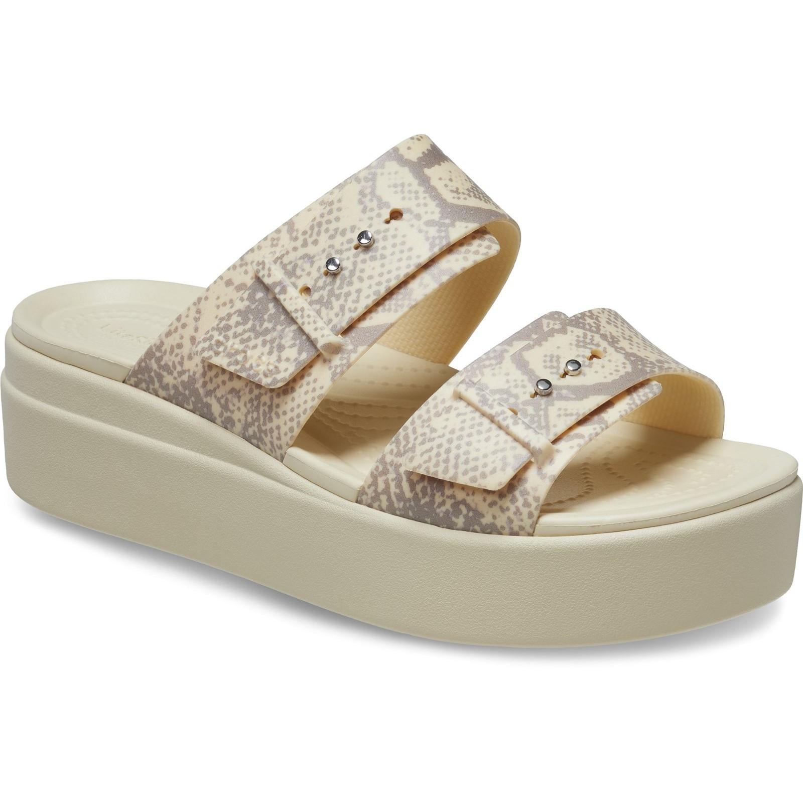 Crocs Brooklyn Snake Buckle Wedge Sandals