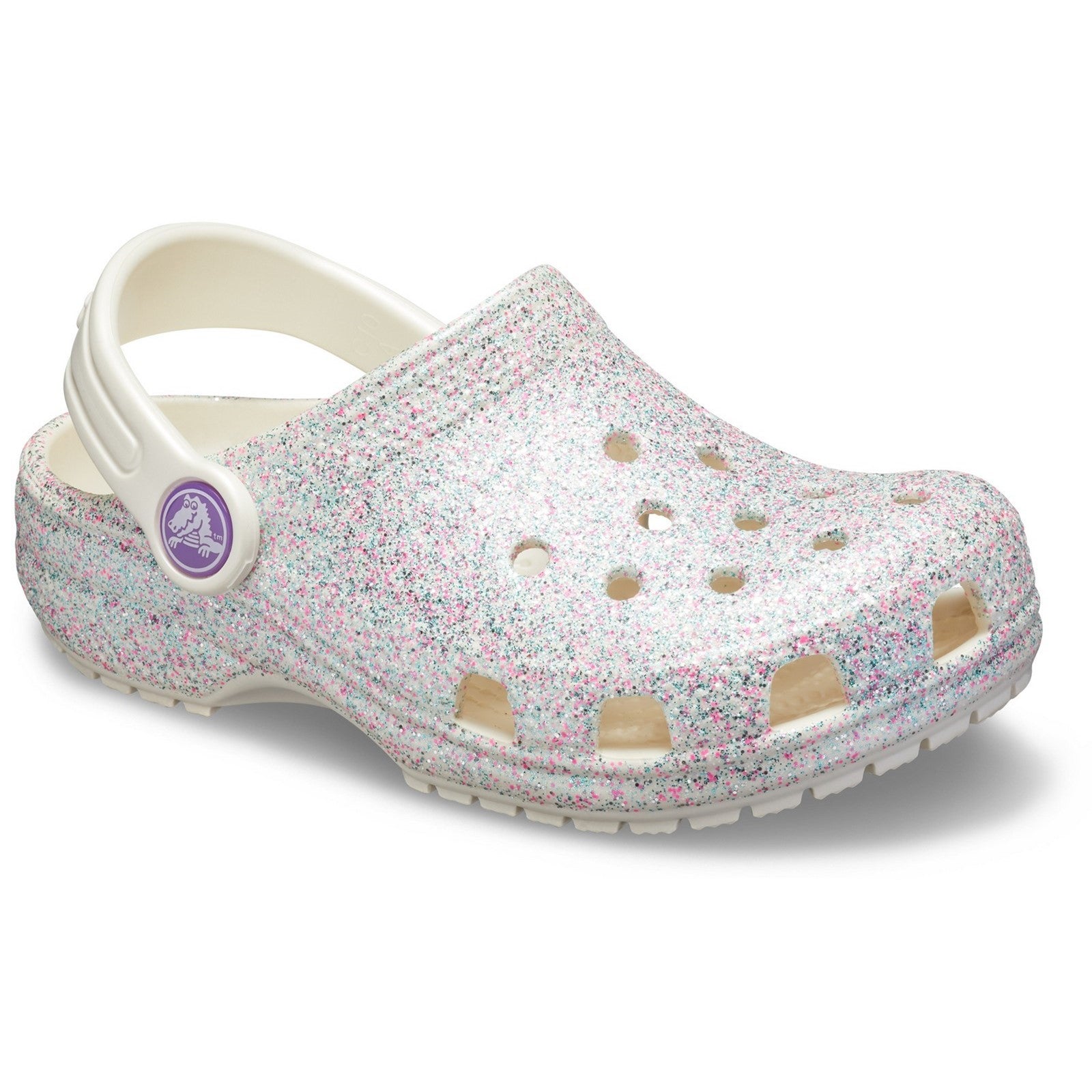 Crocs Kids Classic Glitter Clog Slip On Sandals