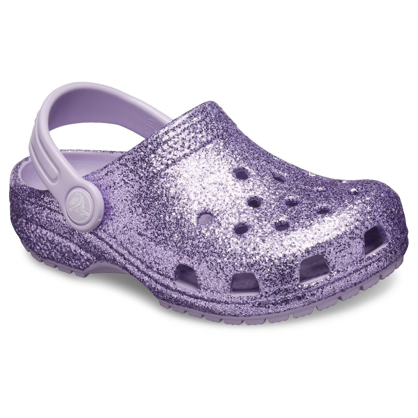 Crocs Kids Classic Glitter Clog Slip On Sandals