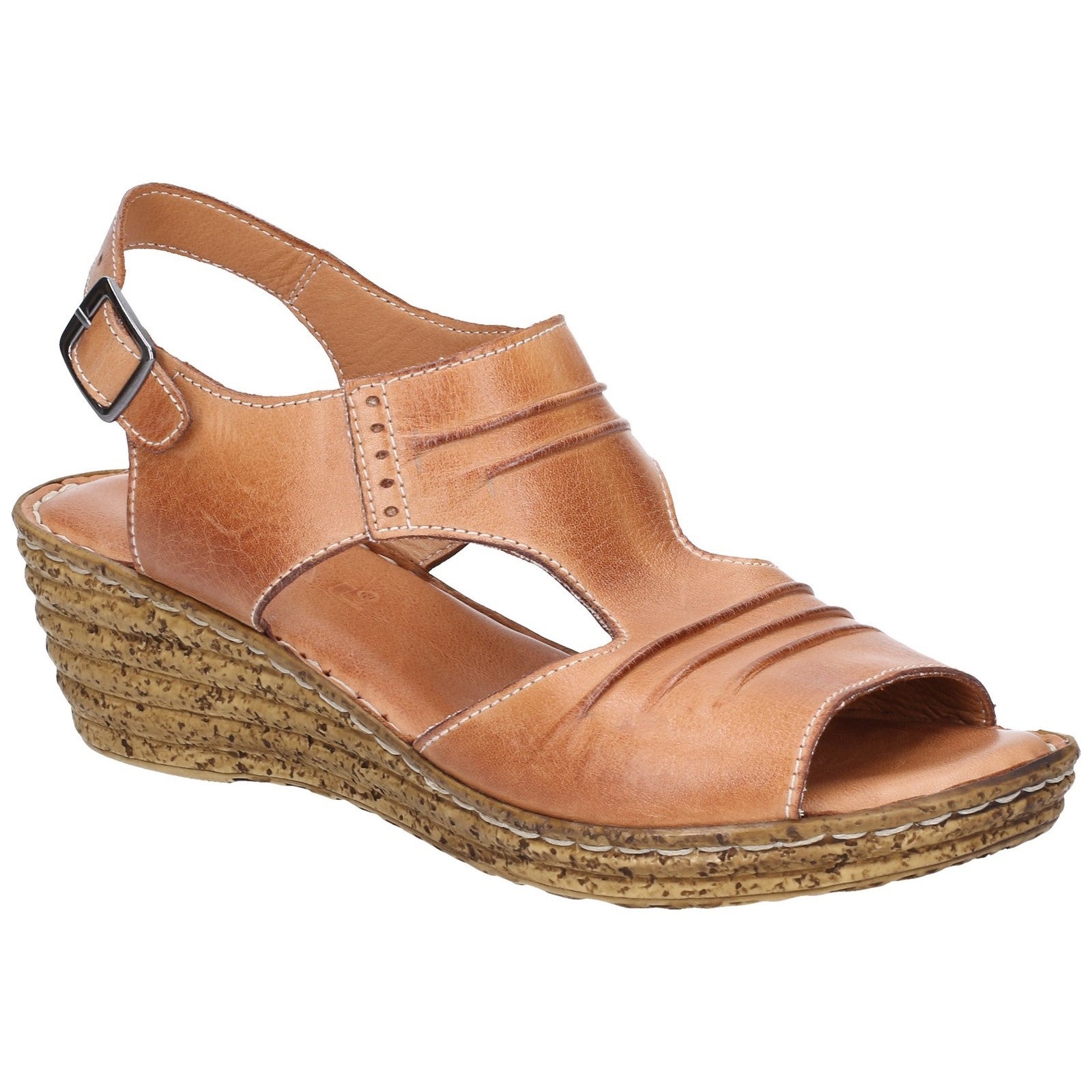 Fleet & Foster Incence Pleated Leather Wedge Sandal