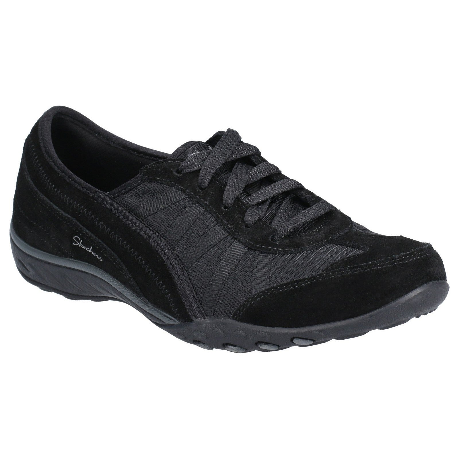 Skechers Breathe-Easy-Weekend Wishes Suede & Mesh Lace Up Trainer