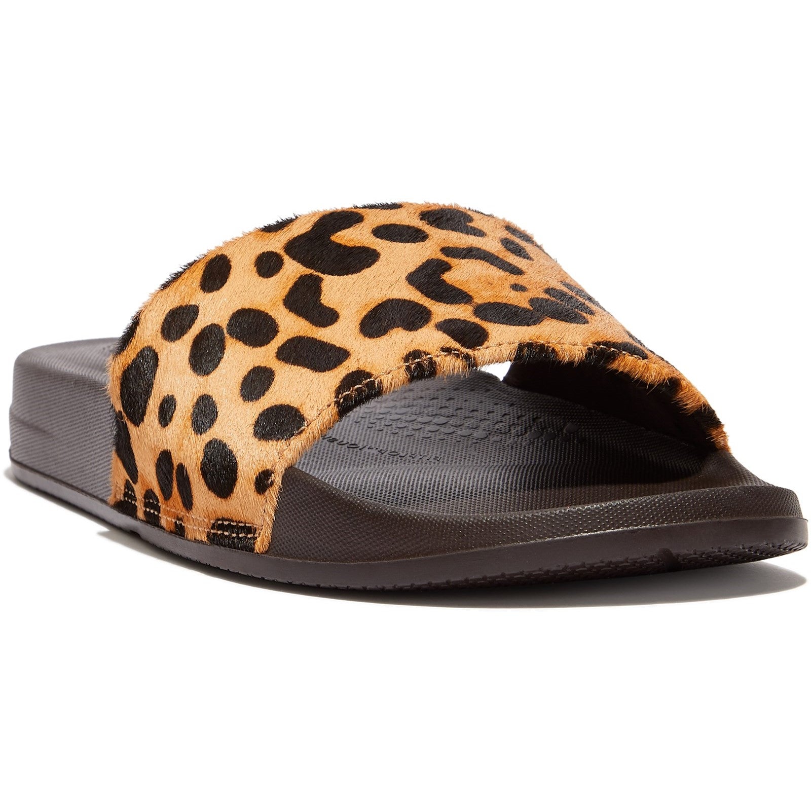 Fitflop iQUSHION Leopard-Print Leather Slides Sandals