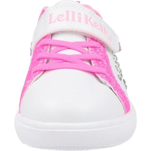 Lelli Kelly Gioiello Scarpa Bianco Fuchsia Trainers with Glitter Inlays and Bracelet Accessory