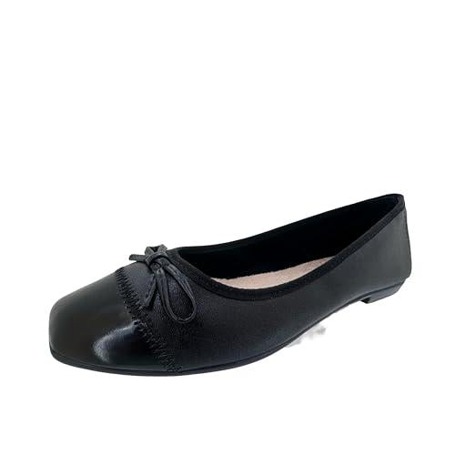 Miss Shoes Square Toe Patent Ballet Flats