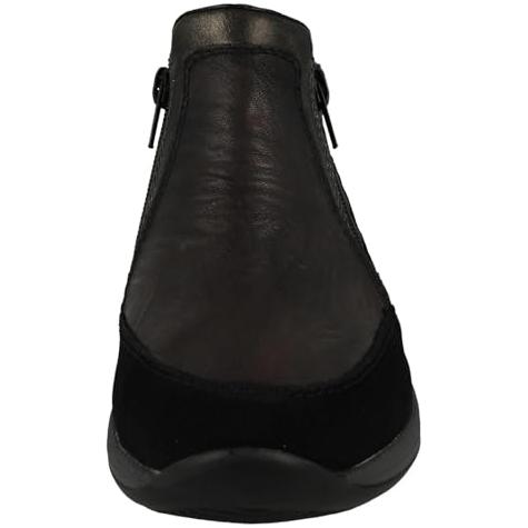 Rieker N1152-42 Grey Leather Ankle Boots Wider Fitting Warm Flat Shoes