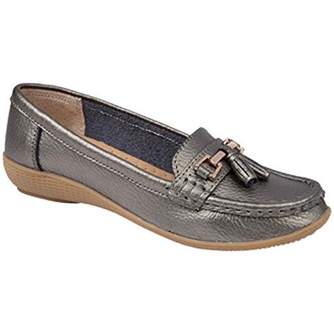 Jo & Joe Ladies Leather Moccasins Loafer Plimsole Pumps Womens Tassel Flat Shoes Nautical Flats