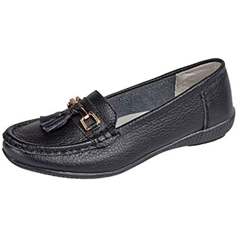 Jo & Joe Ladies Leather Moccasins Loafer Plimsole Pumps Womens Tassel Flat Shoes Nautical Flats