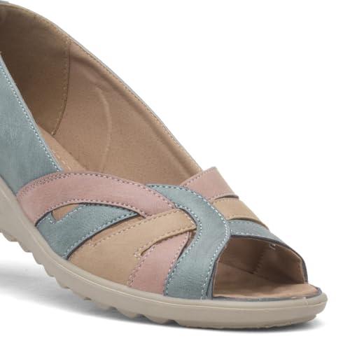 Cushion Walk Moira Womens Blue Open Toe Wedge Shoe Heels